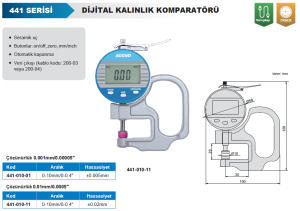 Dijital Kalınlık Komparatörü 0-10mm 441 Serisi