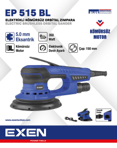 EXEN  EP 515 BL -  110mm 350W Elektrikli Kömürsüz Orbital Zımpara