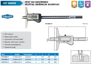 IP67 Su Geçirmez Dijital Derinlik Kumpası 197 Serisi