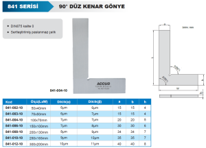 90° Düz Gönye 841 Serisi