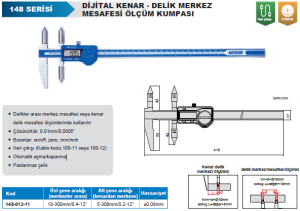 Dijital Kenar-Delik Merkez Mesafesi Ölçüm Kumpası 148 Serisi