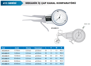 Mekanik İç Çap Kanal Komparatörü 413 Serisi