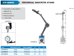 Üniversal Manyetik Stand Hassas Ayarlamalı 353mm