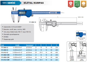 Dijital Kumpas 111 Serisi 0-300mm