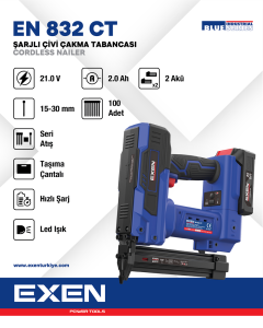 EXEN EN 832 CT - 21V 2Ah 15-30mm Şarjlİ ‚ivi ‚akma Tabancasİ