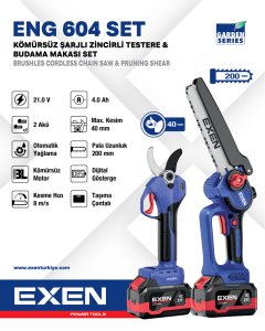 EXEN ENG 604 SET - 21V 4Ah Kömürsüz Şarjlı Testere & Makas Set