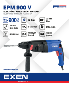 EXEN  EPM 900 V - 900W 30mm 3.2J Elektrikli Kırıcı-Delici Matkap
