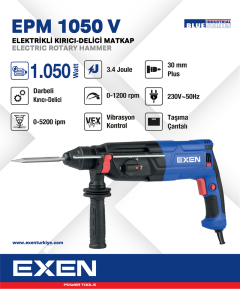 EXEN  EPM 1050 V - 1050W 30mm 3.4J Elektrikli Kırıcı-Delici Matkap