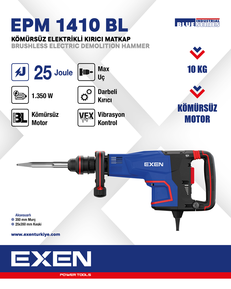 EXEN  EPM 1410 BL  - 1350W 25J Kömürsüz Elektrikli Kırıcı Matkap
