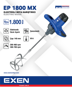 EXEN  EP 1800 MX - 1800W 140mm Elektrikli Boya Karıştırıcı Makina