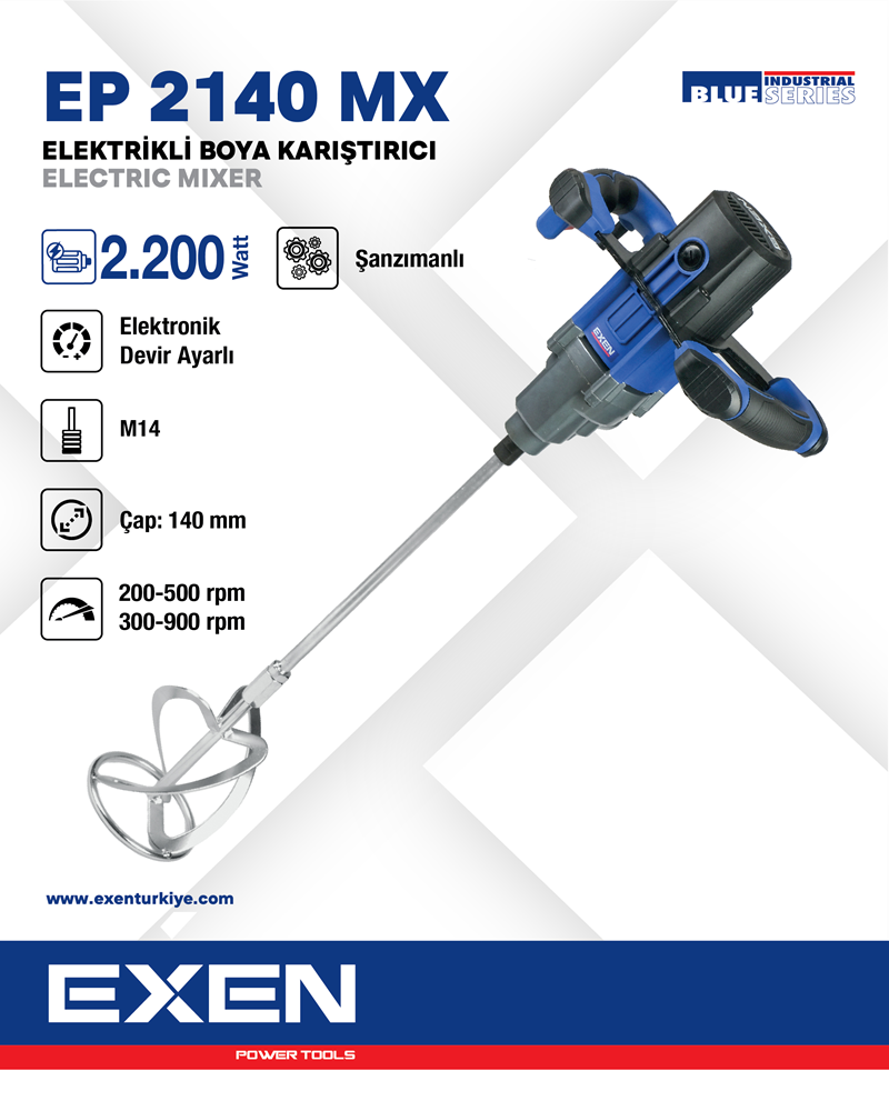 EXEN  EP 2140 MX - 2200W 140mm Elektrikli Boya Karıştırıcı Makina
