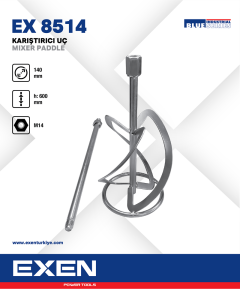 EXEN EX 8514 140x650mm M14 Boya Karıştırıcı Uç