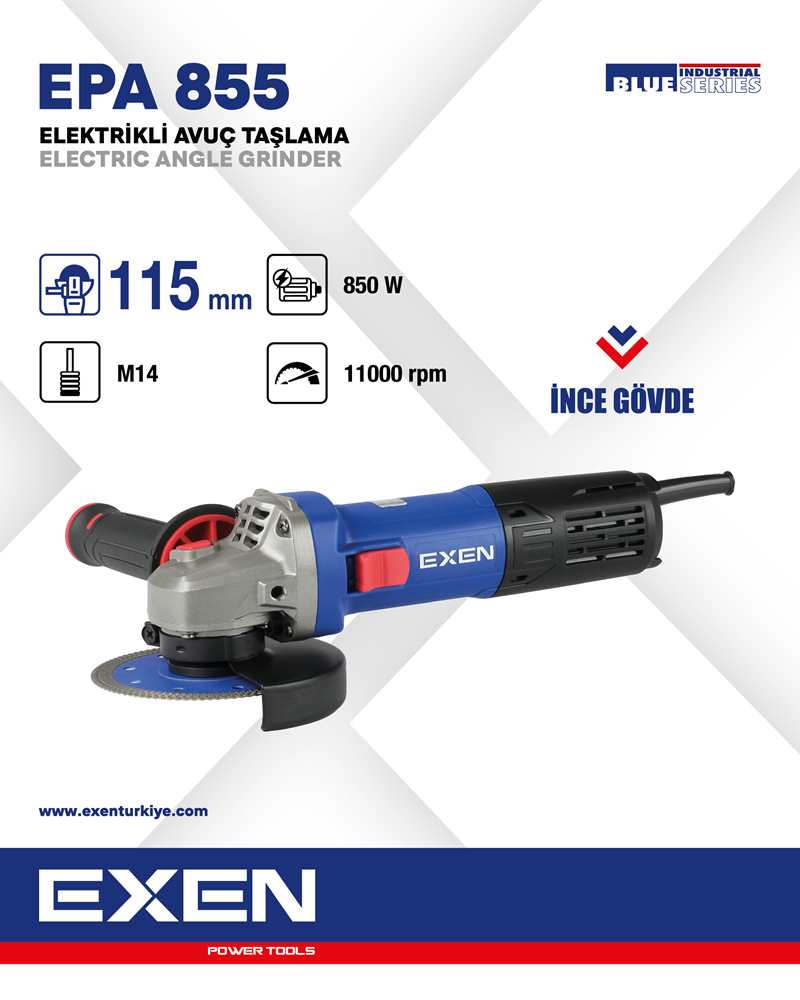 EXEN  EPA 855 - 115mm 850W Elektrikli Avuç Taşlama
