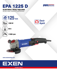 EXEN  EPA 1225 D - 125mm 1200W D.Ayarlı Elektrikli Avuç Taşlama