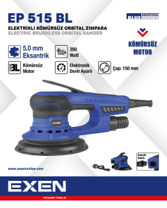 EXEN  EP 515 BL -  110mm 350W Elektrikli Kömürsüz Orbital Zımpara