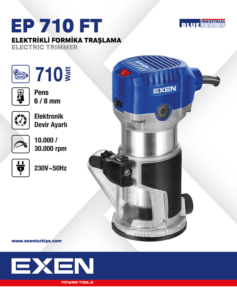 EXEN  EP 710 FT - 6/8mm 710W Elektrikli Formika Traşlama Makinası