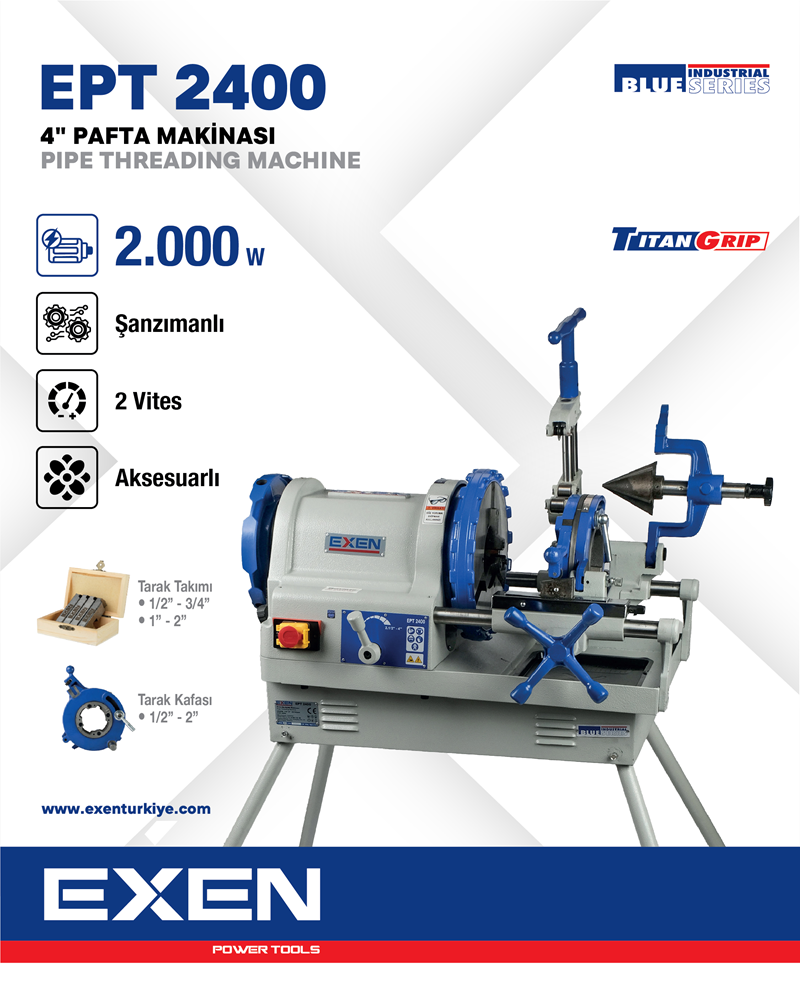 EXEN EPT 2400 1/2 - 4'' 2000W Tezgah Tipi Pafta Makinası