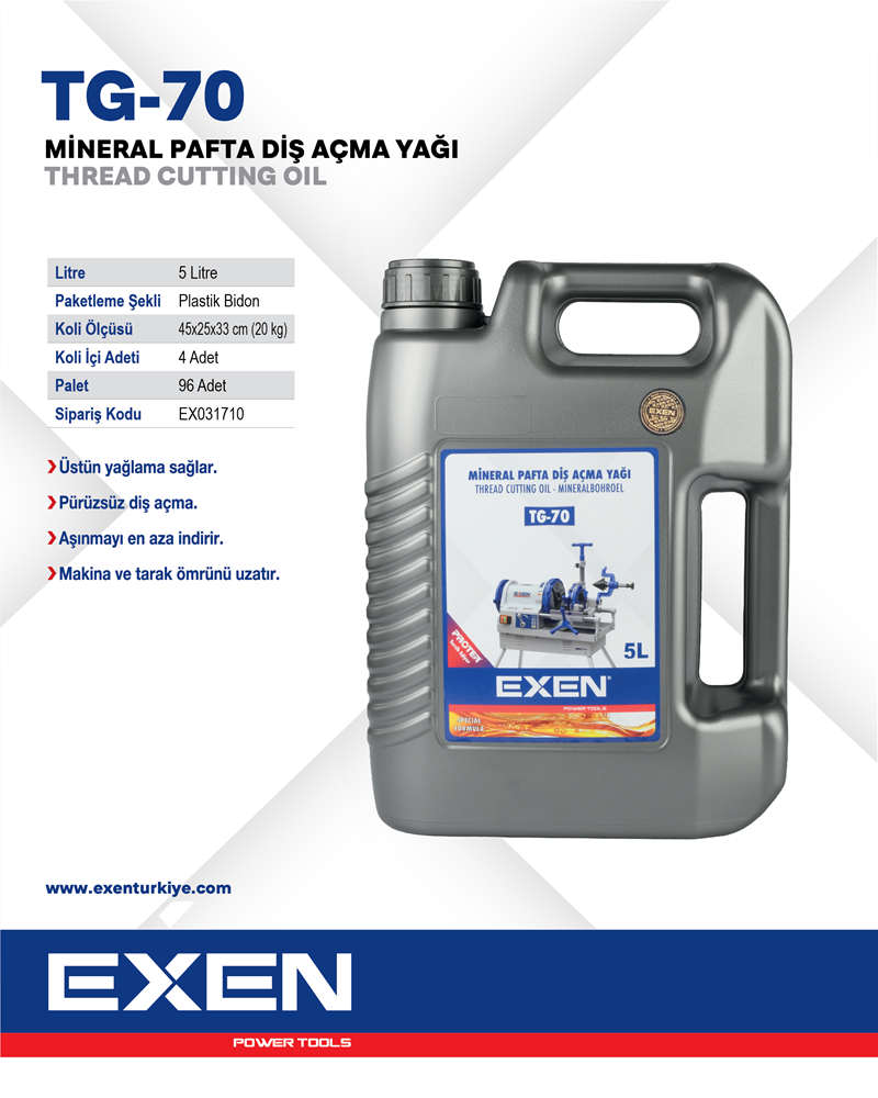 EXEN TG-70 - Mineral Pafta Diş Açma Yağı 5 Lt.