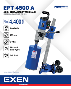 EXEN  EPT 4500 A - 4400W 250mm Açılı Sehpa Karot Makinası
