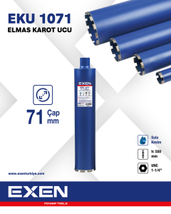EXEN EKU 1071 - 71x550 mm Elmas Karot Ucu  (Sulu Kesim)