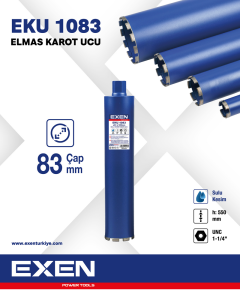 EXEN EKU 1083 - 83x550 mm Elmas Karot Ucu  (Sulu Kesim)