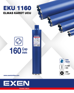 EXEN EKU 1160 - 160x550 mm Elmas Karot Ucu  (Sulu Kesim)