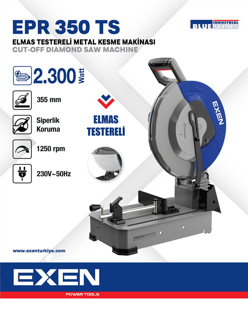 EXEN  EPR 350 TS - 355mm 2300W Elmas Testereli Metal Kesme Makinasİ