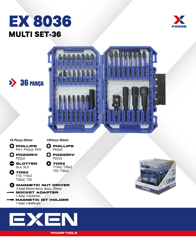 EXEN EX 8036 Multi Set-36 Parça Bits Uç Seti