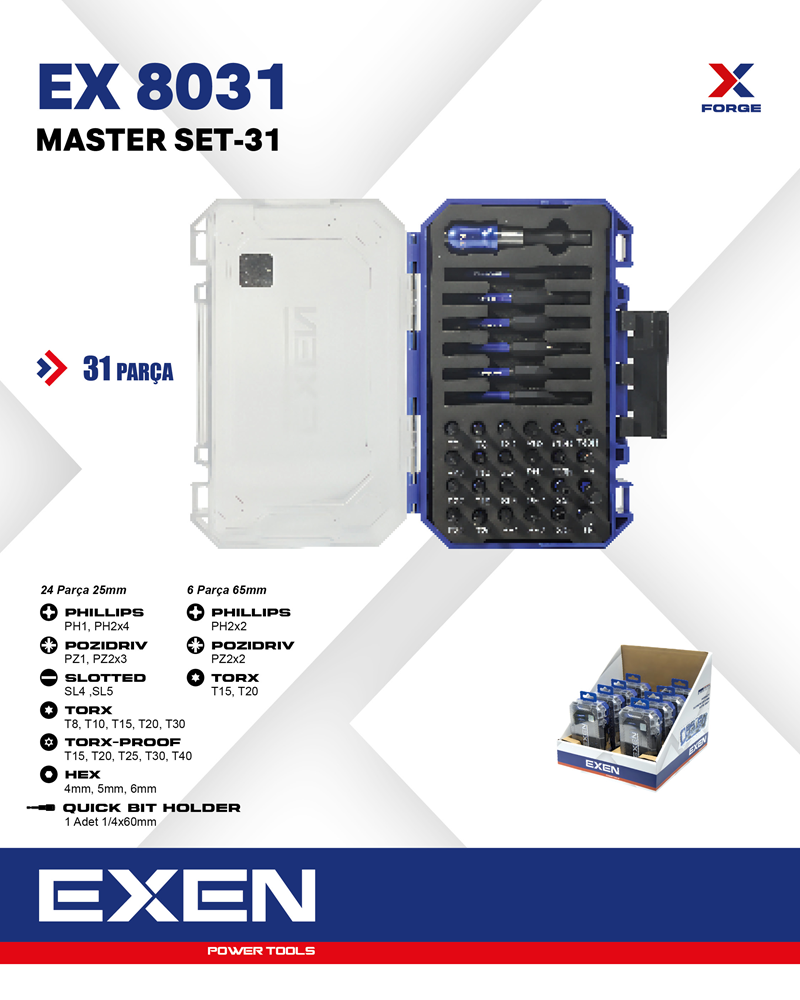 EXEN EX 8031 Master Set-31 Parça Bits Uç Seti