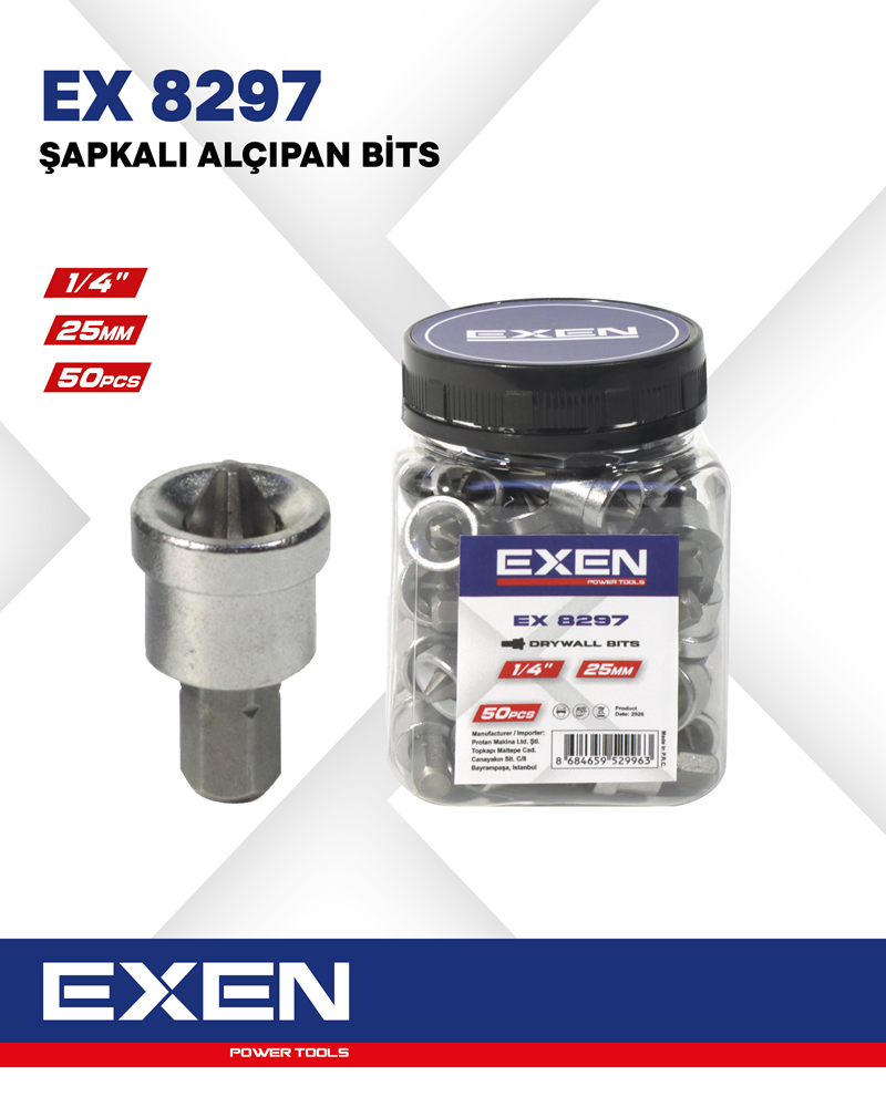 EXEN EX 8297 Şapkalı Alçıpan Bits Uç