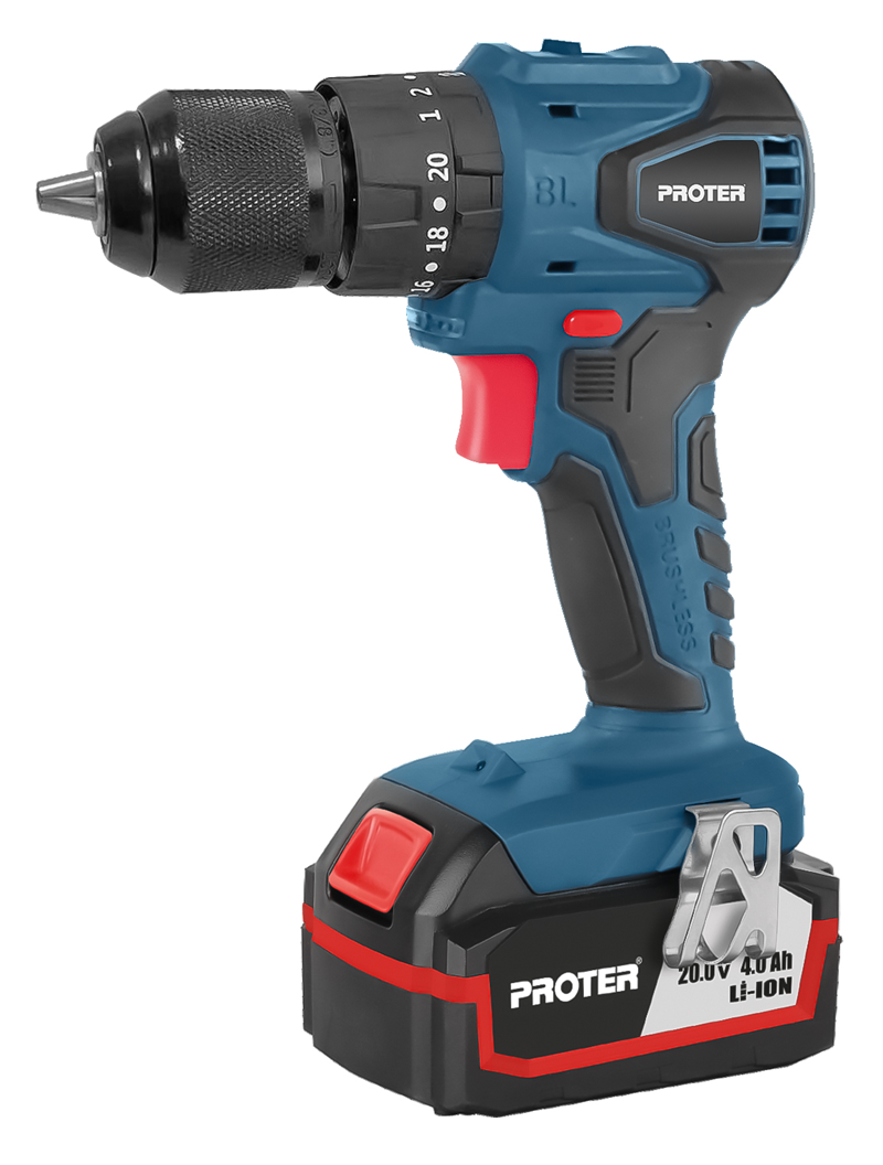 PROTER PST 544 BL 4.0Ah 20V Li-ion Pil 2 Vts. Darbeli Kömürsüz Şarjlı Matkap