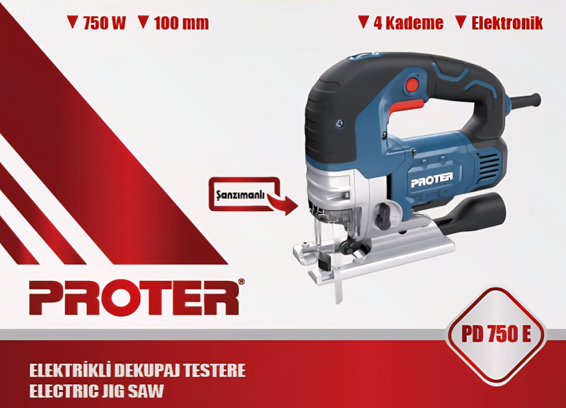 PROTER PD 750 E    750W Elektronik Hız Pandüllü  Dekupaj Makinası