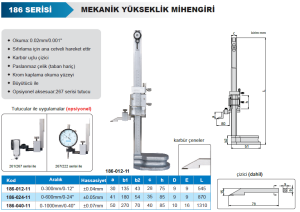 Mekanik Yükseklik Mihengiri 186 Serisi