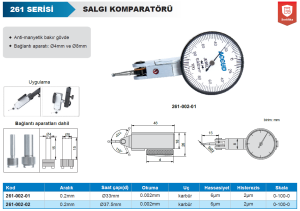 Salgı Komparatörü 0.2mm 0.002mm Ø30mm 261 Serisi